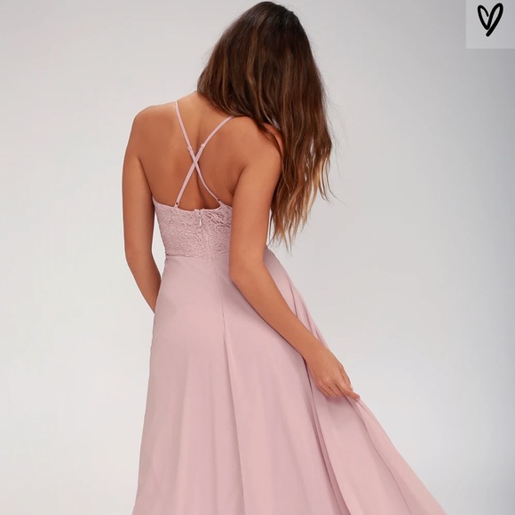 Lulu’s Madalyn Dusty Lavender Lace Maxi Dress NWT - Picture 2 of 3